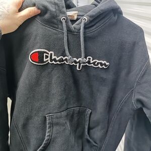 Vintage Champion Black Pullover Hoodie